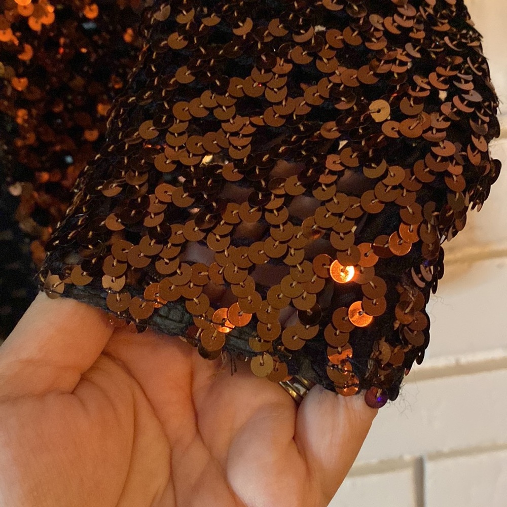 Three Flaggs Copper Sequin Open Front Top - image 7